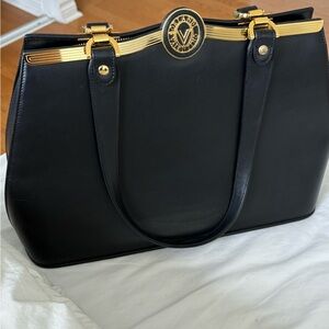 Valentino Orlandi Black Leather Shoulder Bag
